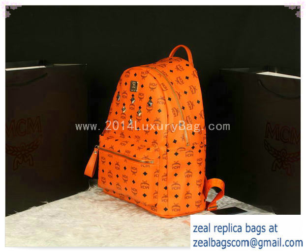 High Quality Replica MCM Stark Backpack Jumbo in Calf Leather 8006 Orange - Click Image to Close